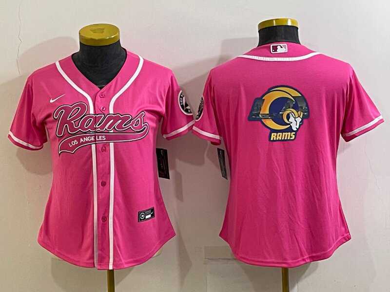 Women's Los Angeles Rams Pink Team Big Logo With Patch Cool Base Stitched Baseball Jersey,We sell and wholesale Women's Los Angeles Rams Pink Team Big Logo With Patch Cool Base Stitched Baseball Jersey on line form chian!